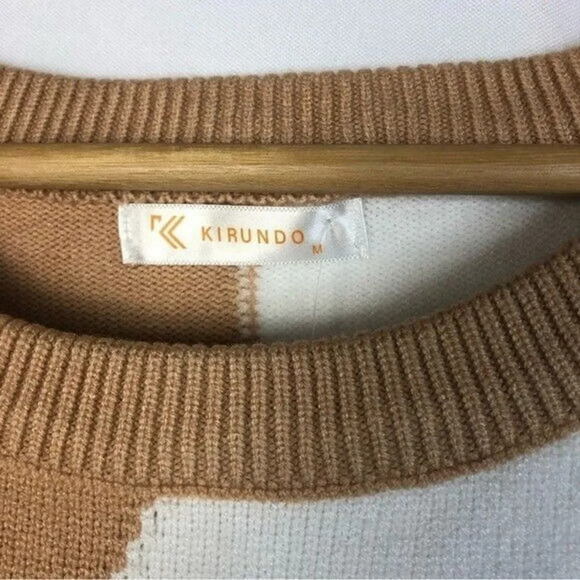 Boutique Black Tan & Pink Colorblock Geometric Crewneck Sweater M - Picture 5 of 5